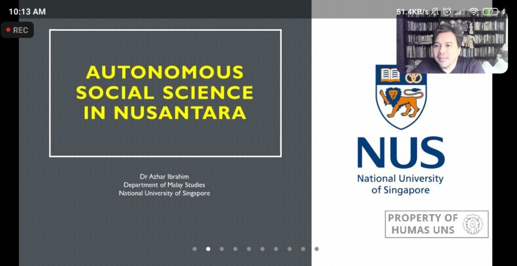 Delivering a Guest Lecture in UNS, Dr. Azhar Ibrahim from NUS Highlights Autonomous Social Sciences