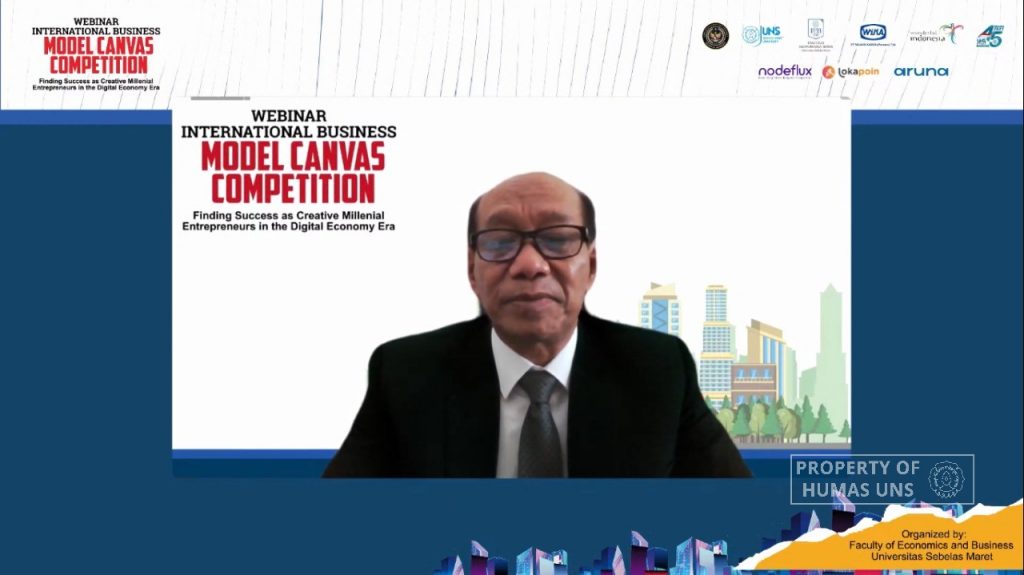 FEB UNS Invited Inspirative Businessmen in Business Model Canvas Competition International Webinar