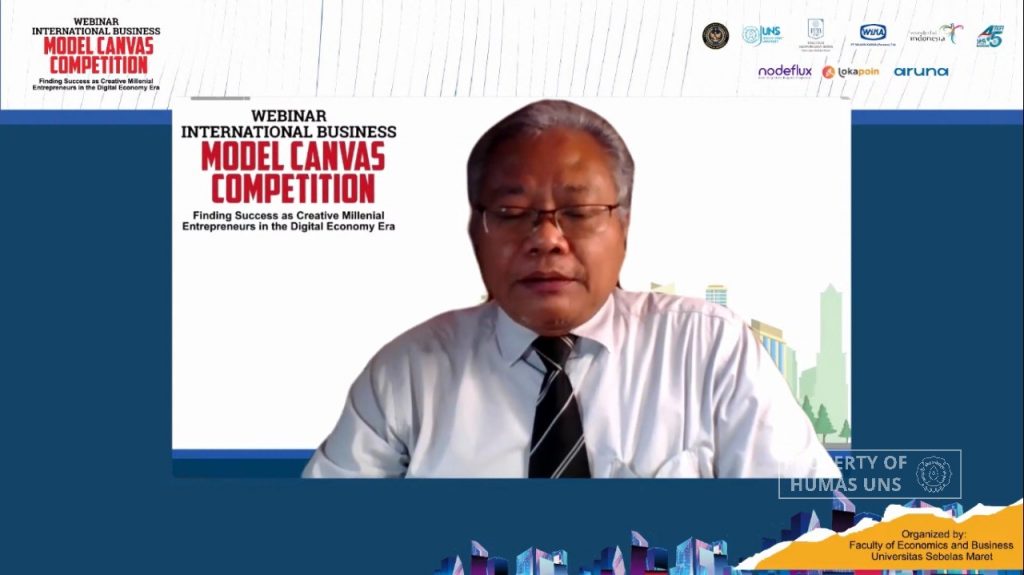FEB UNS Invited Inspirative Businessmen in Business Model Canvas Competition International Webinar