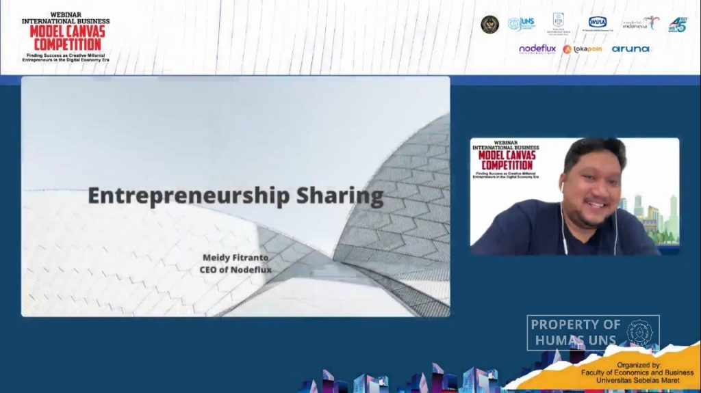 FEB UNS Invited Inspirative Businessmen in Business Model Canvas Competition International Webinar
