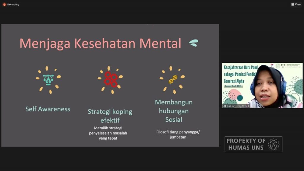 Psychology FK UNS Webinar on Preschool Teacher’s Welfare Amid the Pandemic