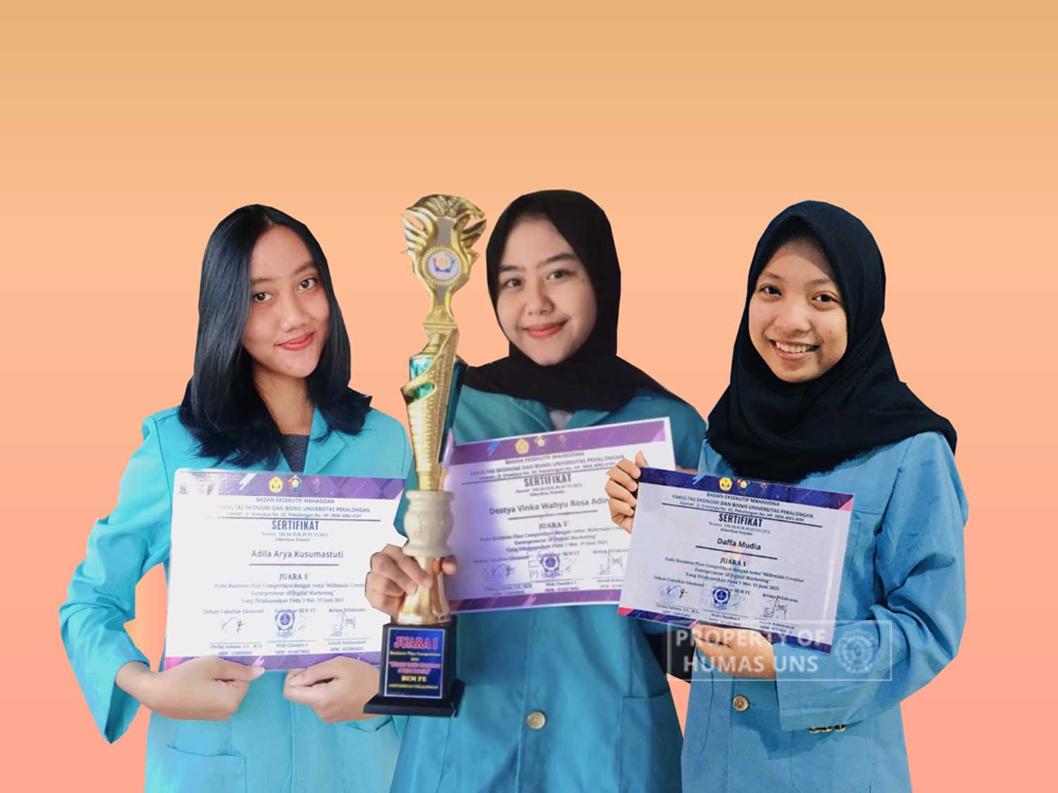 Develop Digital Invitation Business Idea; Three UNS Students Won 1st Place in Business Plan Competition