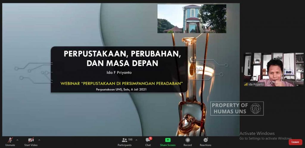 UNS Library National Webinar on the Importance of Changes in Library Sustainability Amid the Covid-19 Pandemic