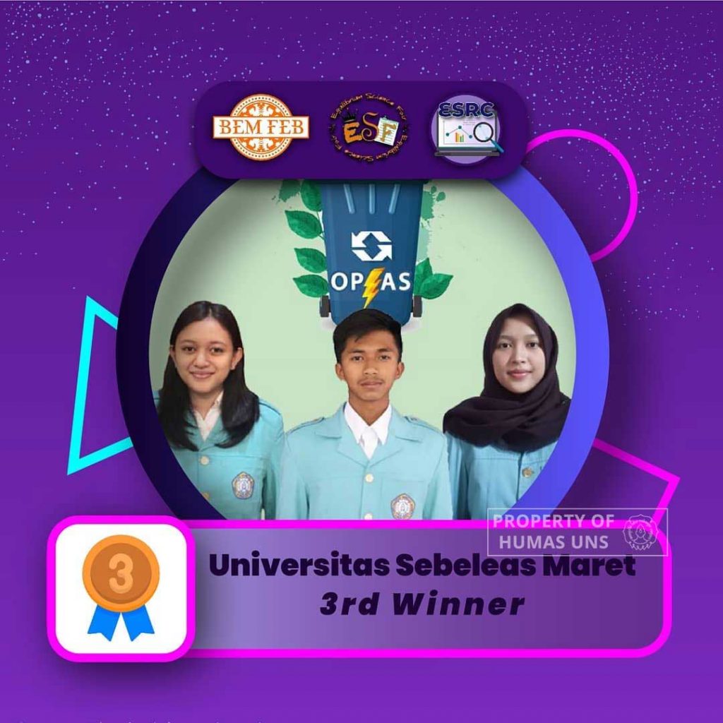 Designing the Platform for Wate Management, FMIPA UNS Student Won 3rd Position in ESF 2021 Unud