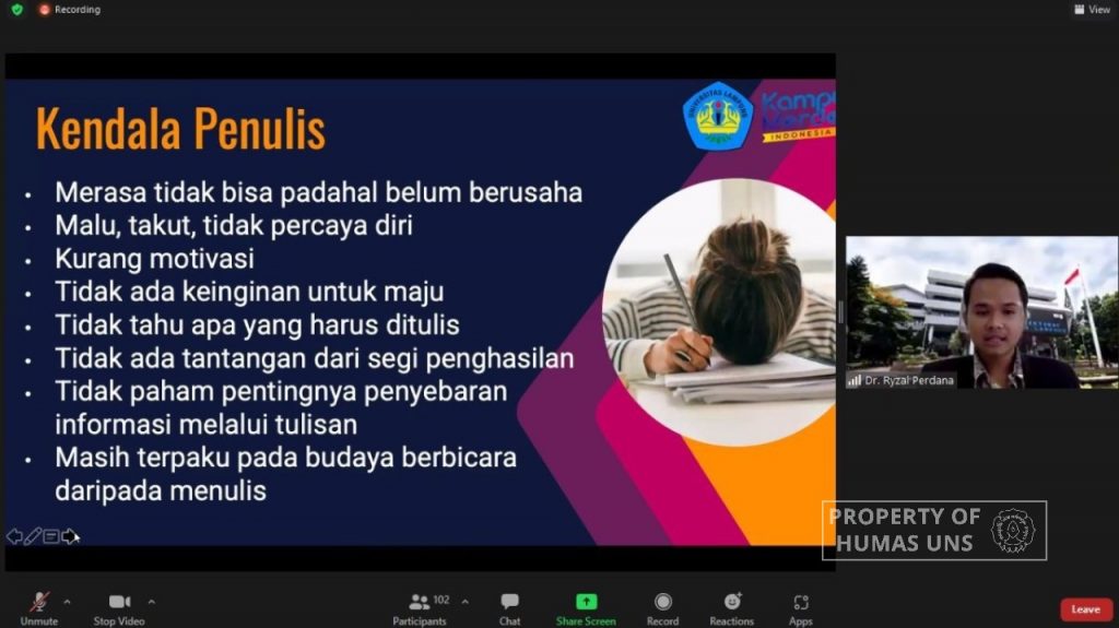 Support Scientific Publication, LPDP UNS Scholarship Awardee Association Held Journal Webinar