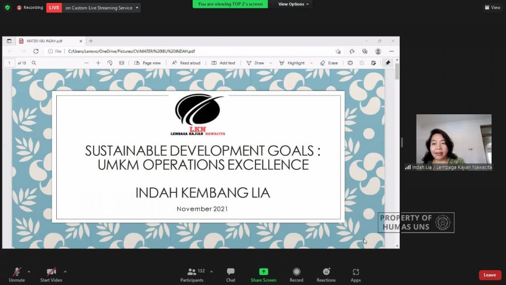 KMAP FISIP UNS Held Webinar to Empower MSMEs in Achieving SDGs 2030