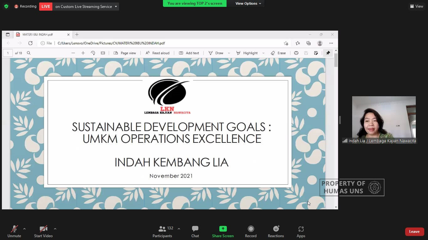 KMAP FISIP UNS Held Webinar to Empower MSMEs in Achieving SDGs 2030