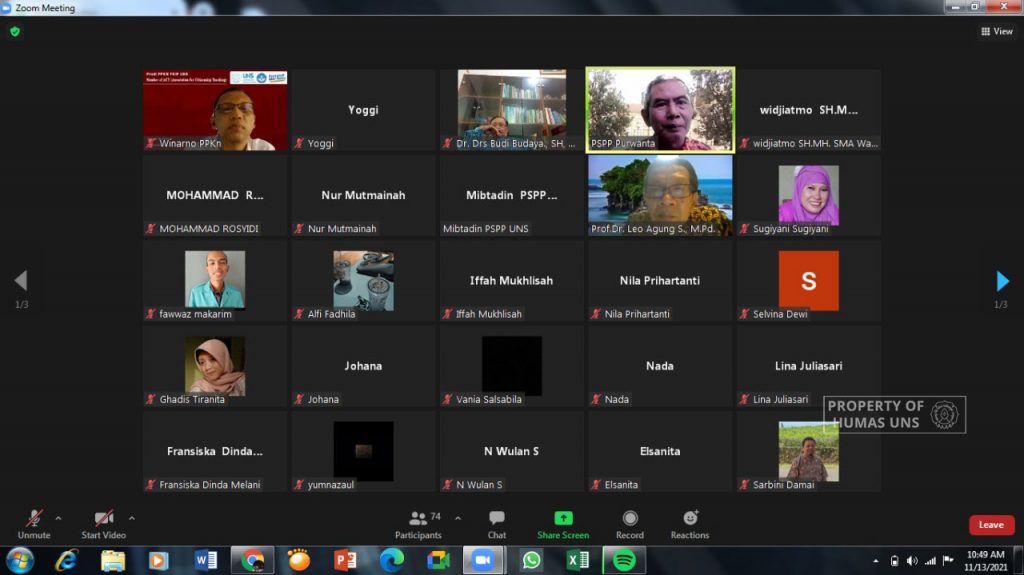 PSPP UNS Held Webinar on Becoming Patriot Pancasila in the Global-Millennials Era