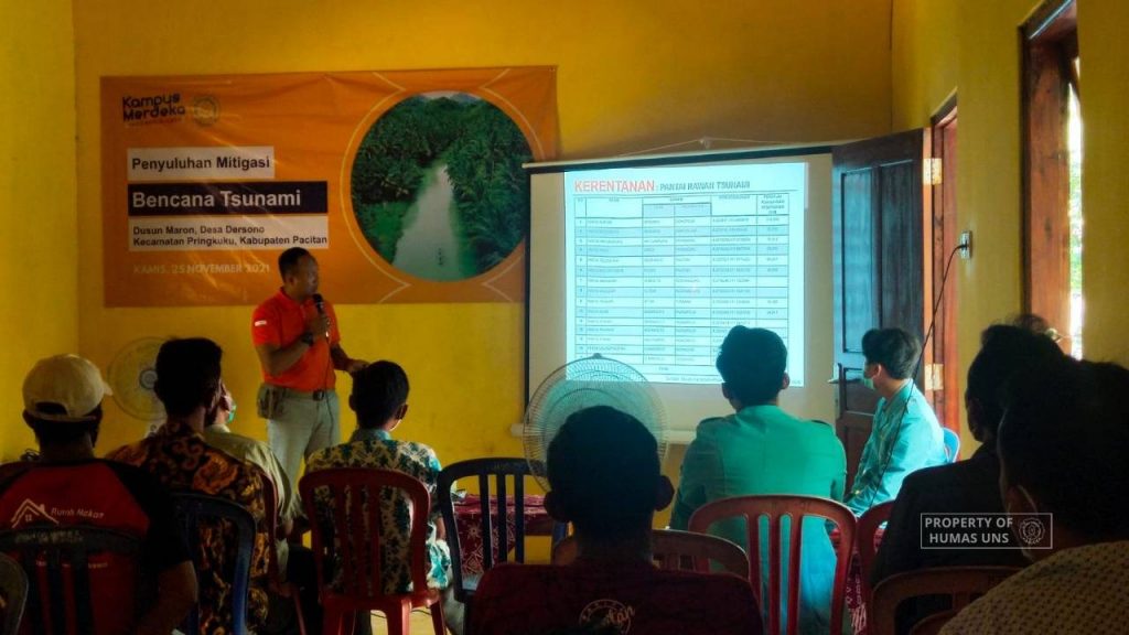 Improving Community Awareness on Tsunami, MBKM UNS Team Socializing Tsunami Disaster Mitigation in Maron Hamlet, Pacitan