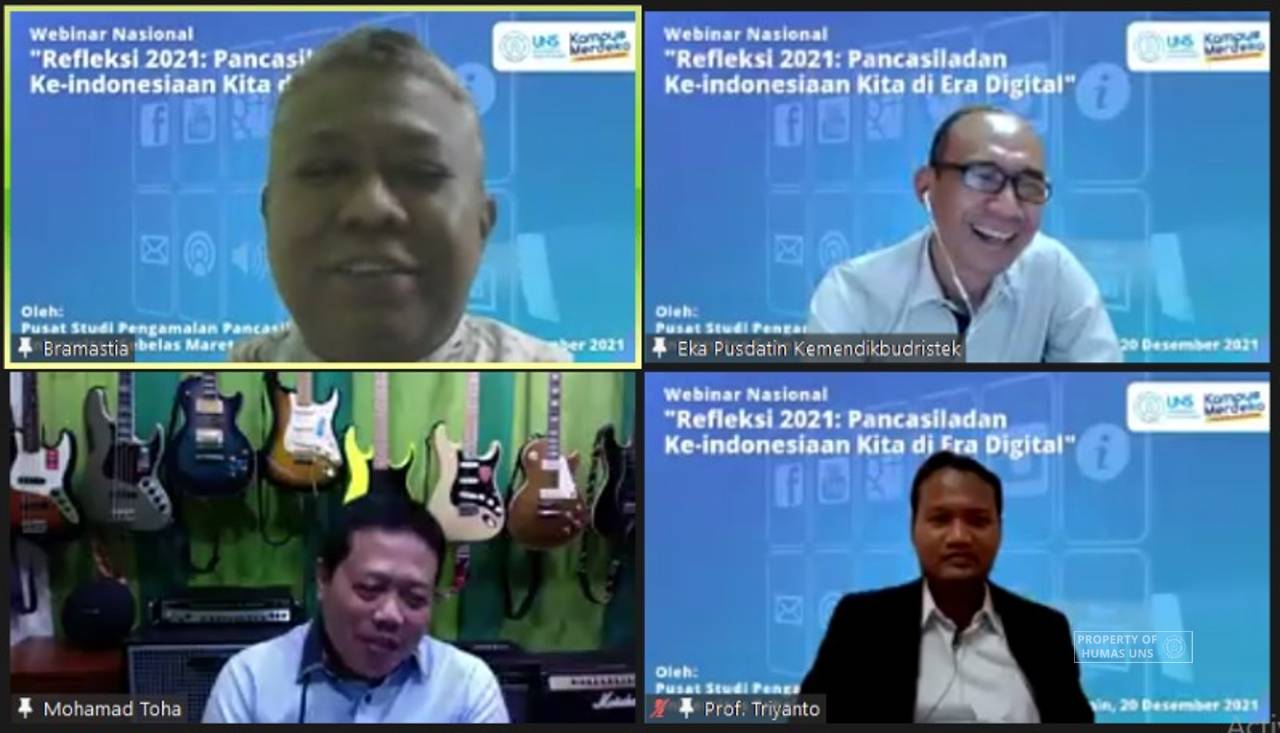 PSPP UNS National Webinar Discussed Pancasila and Indonesia in the Digital Era