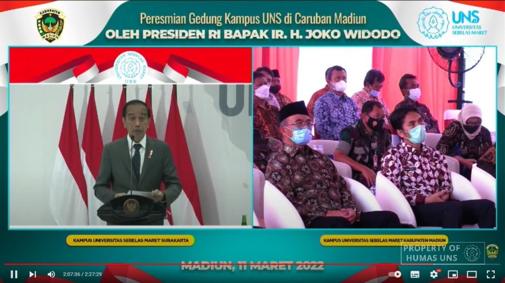 President Jokowi Inaugurates UNS Vocational School Building at Madiun Campus