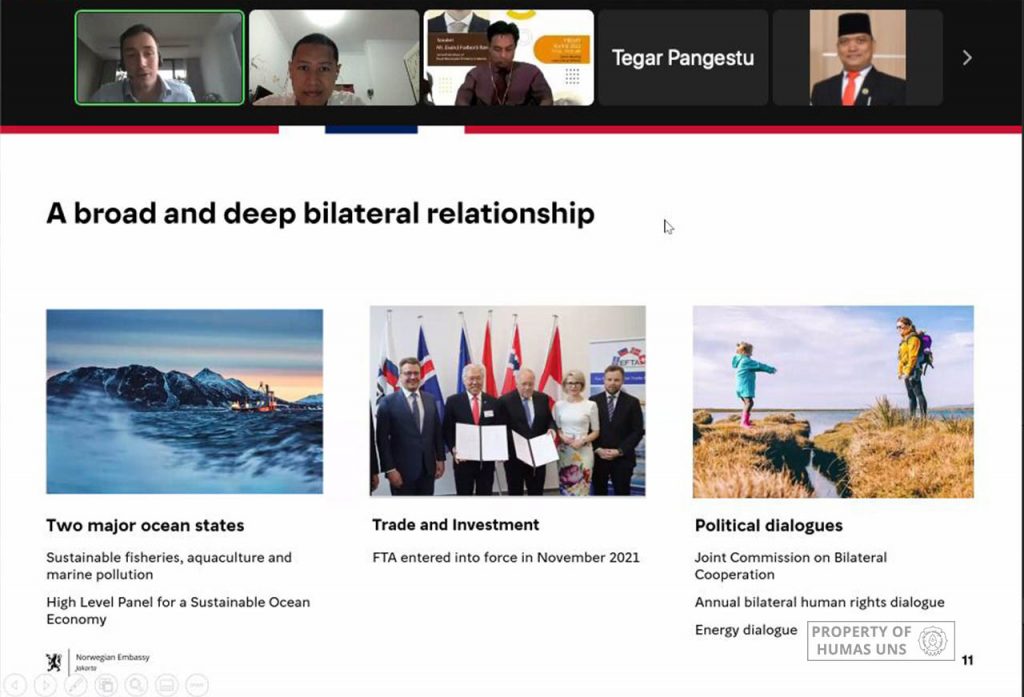 Collaborating with the Norwegian Embassy, FISIP Holds UNS Global Fiesta Webinar