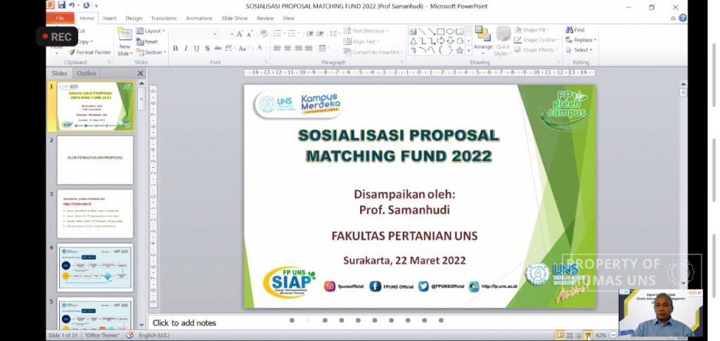 FP UNS Held Socialization on Matching Fund Program 2022