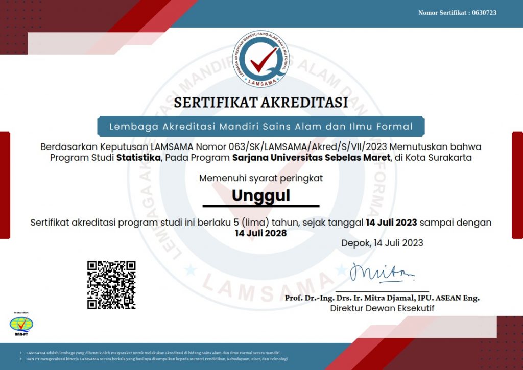 S1 Statistics Study Program FMIPA UNS Successfully Achieves Excellent Accreditation
