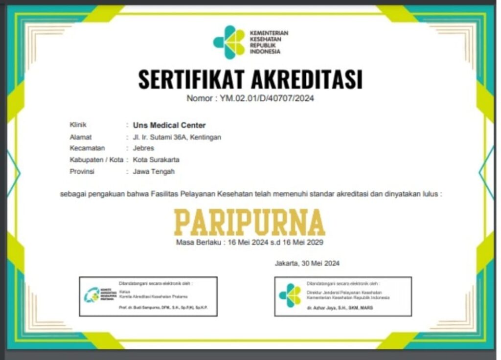 UNS Medical Center Achieves PARIPURNA Accreditation from Indonesian Ministry of Health