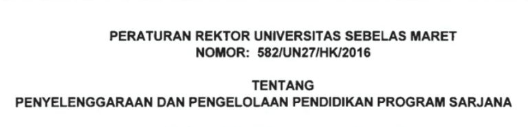 peraturan rektor uns nomor 582/UN27/HK/2016