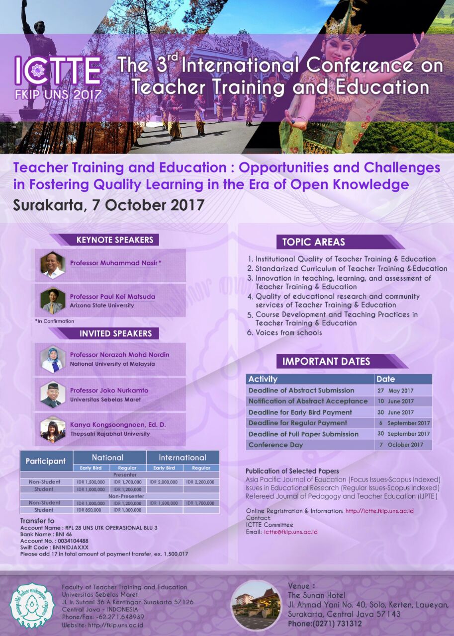 The 3rd International Conference on Teacher Training and Education