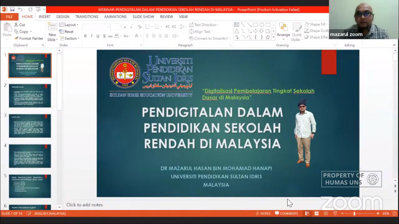 Visiting Lecture Prodi PGSD UNS Hadirkan Dosen Universiti Pendidikan Sultan Idris Malaysia