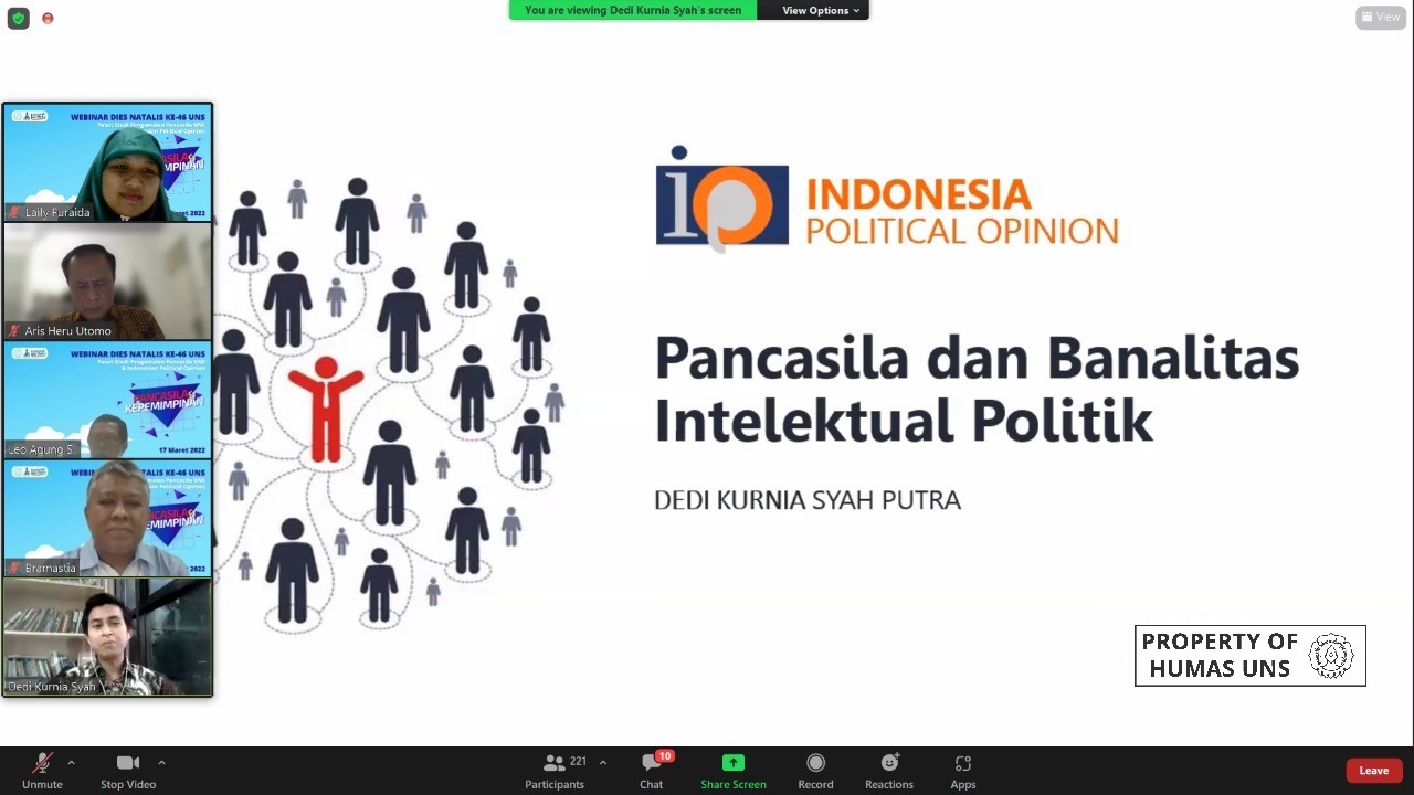 Webinar Nasional PSPP UNS Angkat Topik Pancasila dan Kepemimpinan