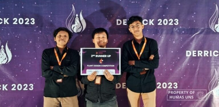 Mahasiswa FT UNS Raih Juara 3 International Plant Design Competition Derrick 2023