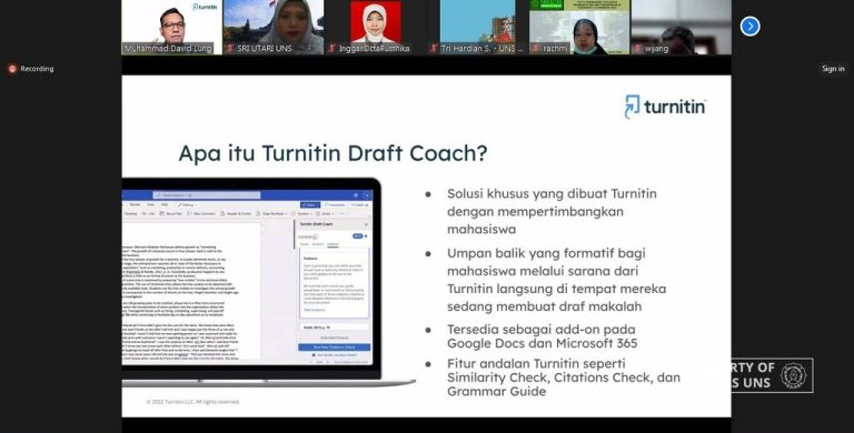 UPT Perpustakaan UNS Gelar Pelatihan Turnitin Draft Coach