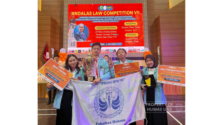 Tiga Mahasiswa FH UNS Peroleh Juara Umum dalam Andalas Law Competition VII