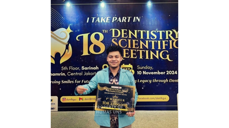 Mahasiswa Prodi K3 UNS Raih Juara 1 International Essay Competition FKG UI