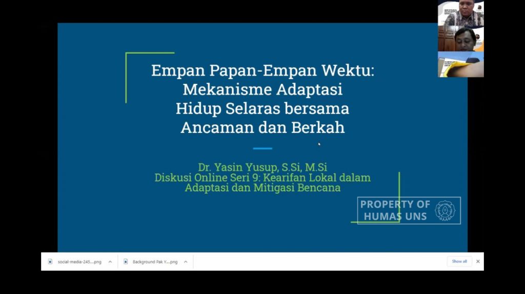 Diskusi Online Seri ke-9 PSB UNS Bahas Interaksi Masyarakat Adat dengan Bencana Indonesia
